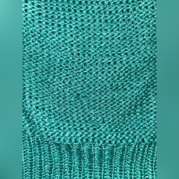 NWOT Say what knitted off one shoulder teal long sleeve shirt flattering - Picture 3 of 6